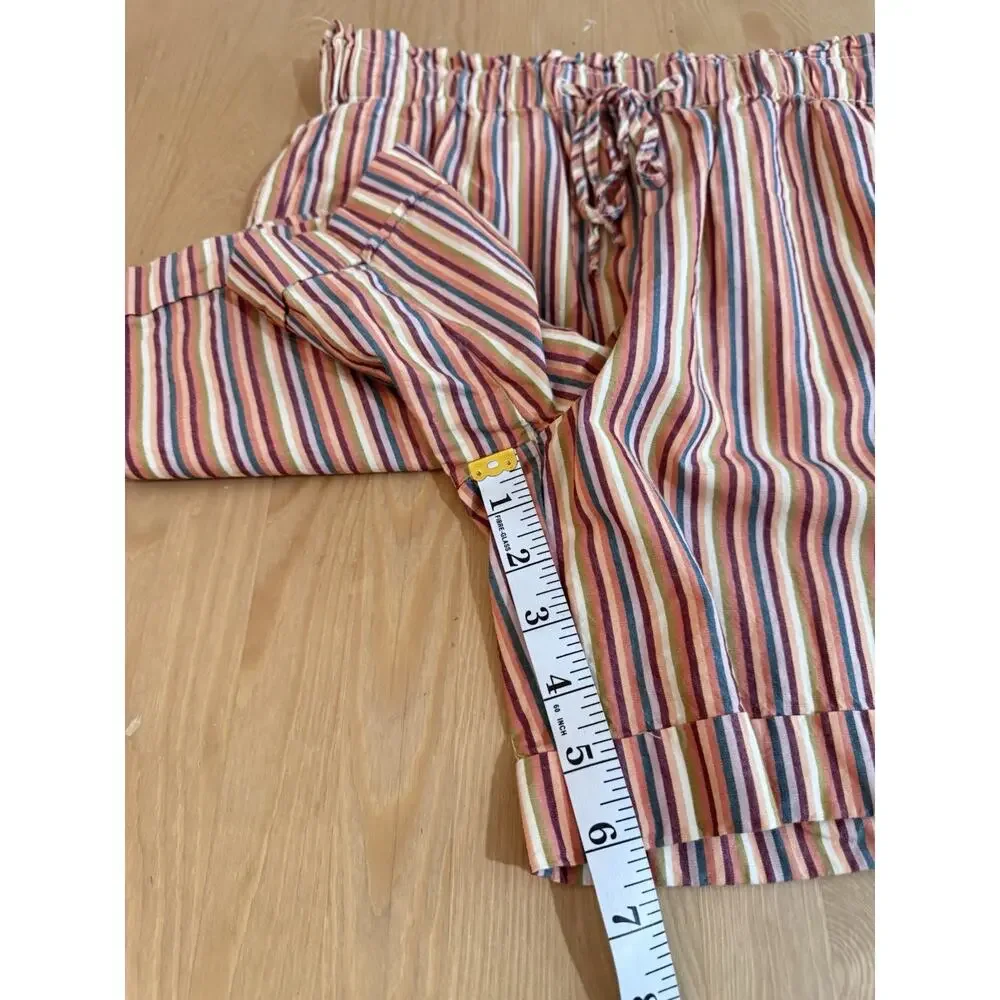 Madewell Womens Drawstring Shorts Pull On Mid Length High Rise Rainbow Stripe S - Picture 5 of 10